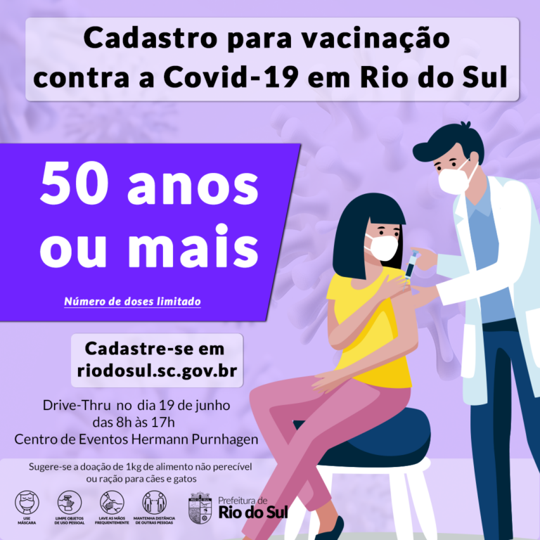 Rio do Sul inicia vacinação contra a Covid-19 para pessoas com 50 anos ou mais